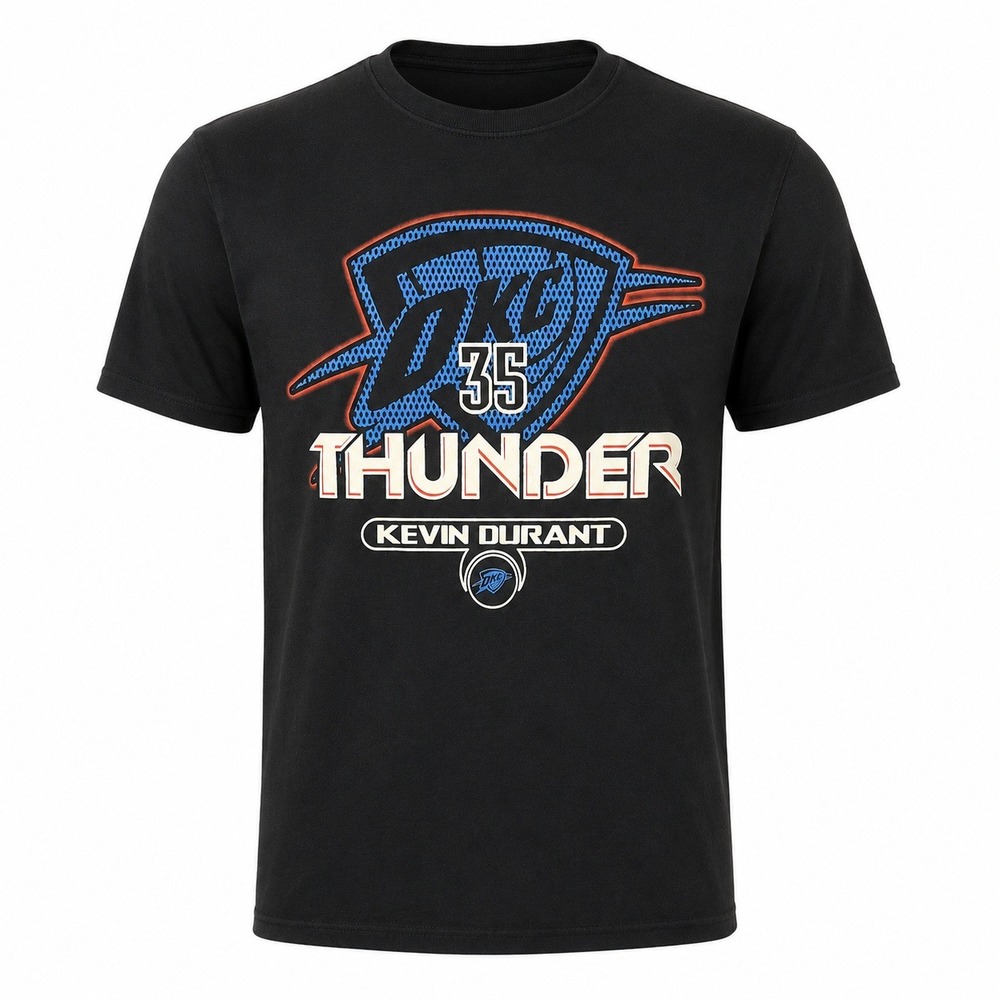 Kevin Durant 35 Oklahoma City Thunder UNK NBA Graphic T Shirt Black Mens Medium